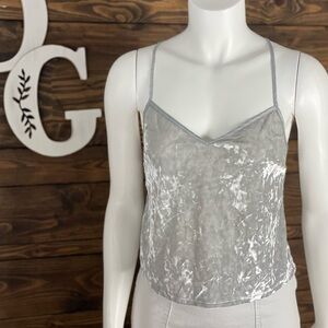 Victoria’s Secret | Silver Crushed Velvet Cami Tank Too V-Neck‎ Criss Cross
